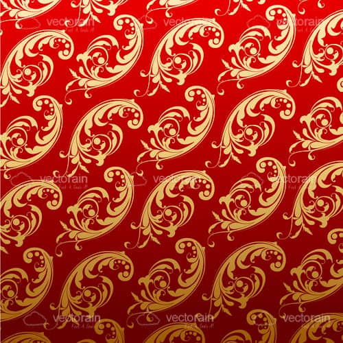 Abstract Red and Gold Floral Background